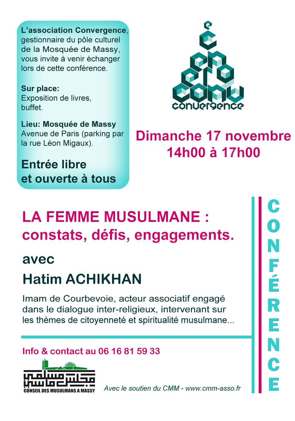 Affiche conference sur la femme - dimanche 17 novembre 2013 de 14h à 17h
