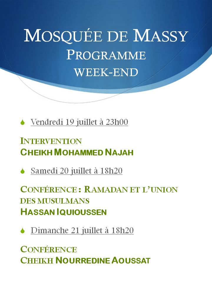 Programme des interventions - week-end du 19 juillet 2013