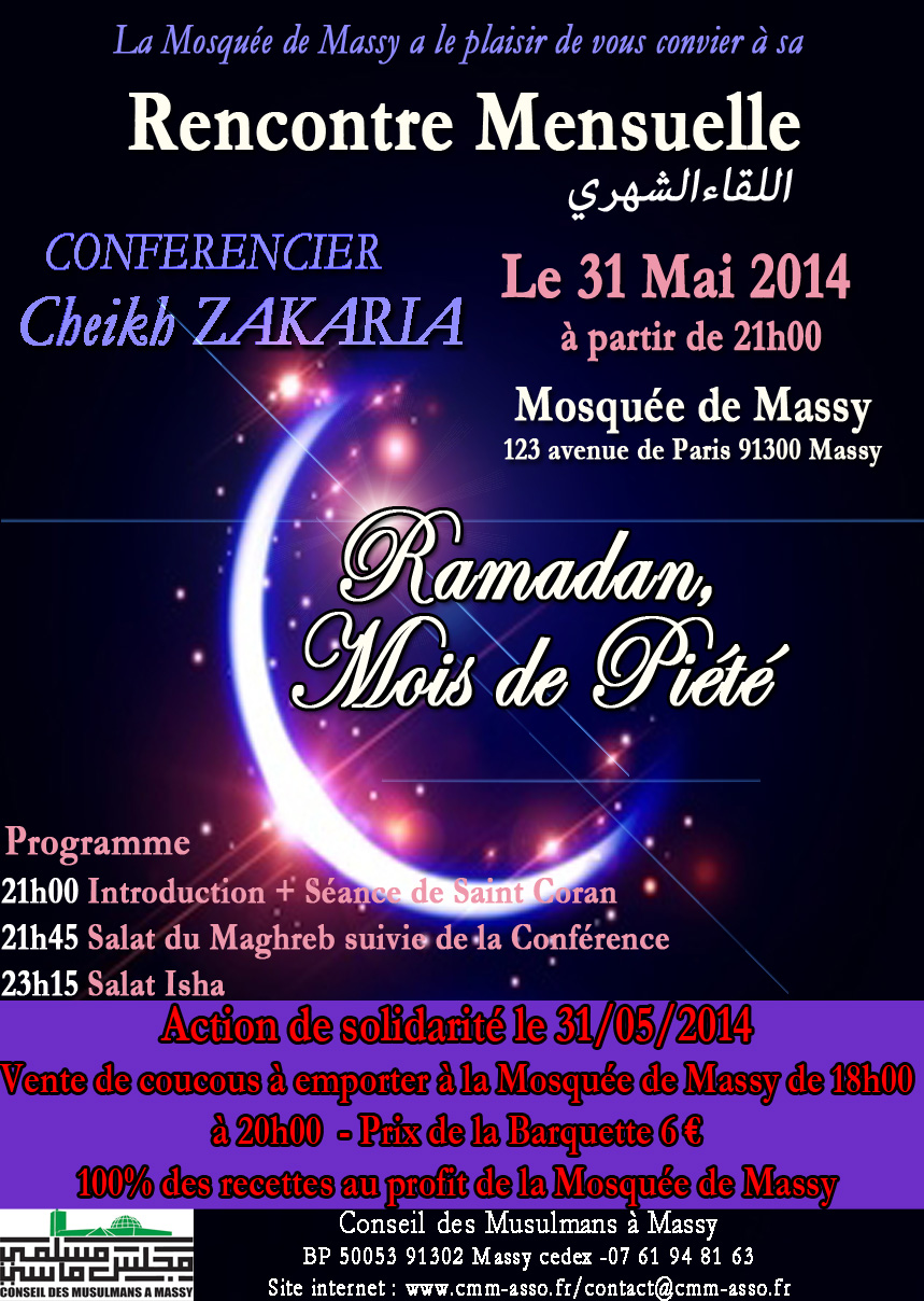 Affiche rencontre mensuelle du samedi 31/05/2014