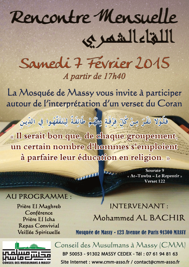 Affiche rencontre mensuelle du samedi 03/01/2015